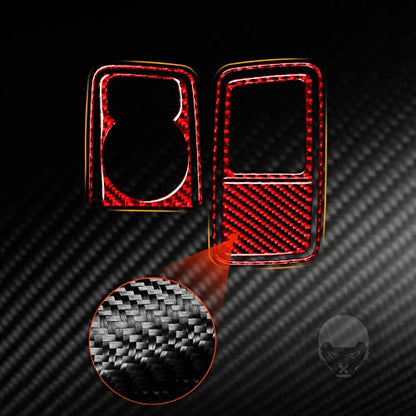 Carbon Fiber Center Console Car Gear Shift Knob Rotary Shifter Panel Cover Carbon Fiber Sticker Car Interior Trim Compatible with Dodge Ram 1500/2500/3500 2013 2014 2015 Accessories Red (Kit-C 5Pcs) - color: Red 12