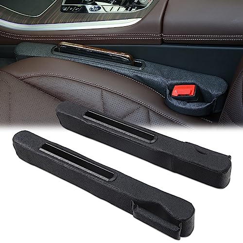 Car Seat Gap Filler 2 Pack,Car Seat Gap Filler Organizer,Car Seat Gap Plug with Storage Slot,3 in 1 Car Seat Gap Filler,Prevent Small Items from Falling(Black) - color: black