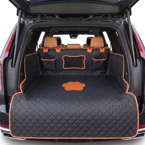 SUV Cargo Liner for Dogs, PU Leather 100% Waterproof Pet Trunk Cargo Cover Dog Seat Mat for SUVs with Bumper Flap Protector & Side Walls,Fit for Most Large or Full-Size SUV(Dog Paw, XL) - color: Dog Paw, size: XL