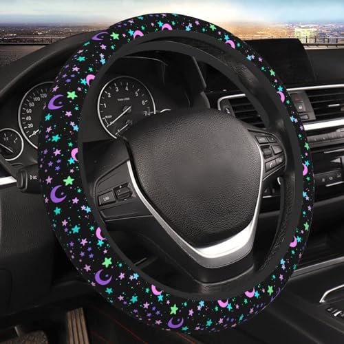 Colorful Stars And Moon Elastic Steering Wheel Cover Universal 15 Inch - color: 5