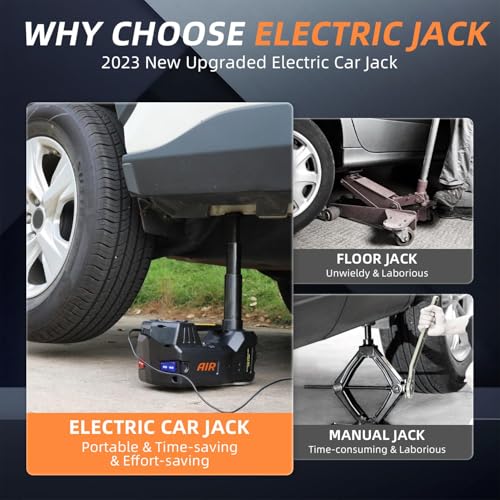 STANDTALL Electric Car Jack Kit 5 Ton 12V Hydraulic Jack Automatic Lift for Car with Impact Wrench and Tire Inflator Pump for SUV Sedan Truck Change Tires Garage Repair Road Emergency - color: Black Jack+Impact Wrench