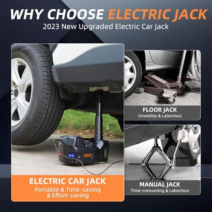 STANDTALL Electric Car Jack Kit 5 Ton 12V Hydraulic Jack Automatic Lift for Car with Impact Wrench and Tire Inflator Pump for SUV Sedan Truck Change Tires Garage Repair Road Emergency - color: Black Jack+Impact Wrench