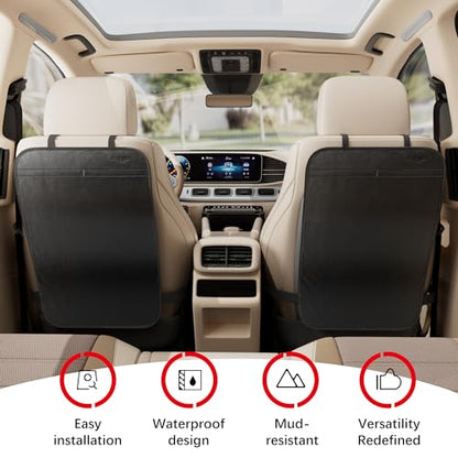 SURDOCA Kick Mats Back Seat Protector for Kids, Leather Car Back Seat Cover for Child, Offers Waterproof Protection of Car Seat Back from Dirt, Mud, Scratches - color: 2 pcs