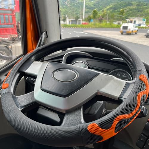 PINCTROT XL Size 17.5-18 Inch Comfy Grip Steering Wheel Cover for Semi Truck, Fits RV, Big Rig Trucker, 18 Wheeler and Classic Cars, Anti-Slip Design 17.5-18 Inch(Silicone Orange) - color: 7.Orange, size: Extra Large Size[17 1/2''-18'']