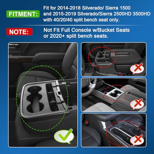 EDBETOS Center Console Organizer Tray Compatible with 2014-2018 Chevy Silverado/GMC Sierra 1500 & 2015-2019 2500HD/3500HD Bench Seat Jump Seat Console Armrest Storage Box Insert Interior Accessories