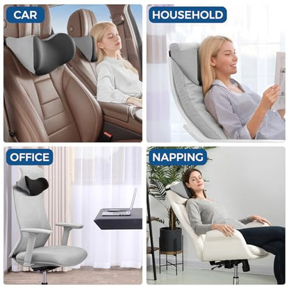 BEBAS Car Headrest Pillow, Ergonomic Neck Pillow with Memory Foam, Universal Car Head Rest Support for Driving Comfort, Breathable Removeable Seat Pillow for Pain Relief (Black, 1 Pack)