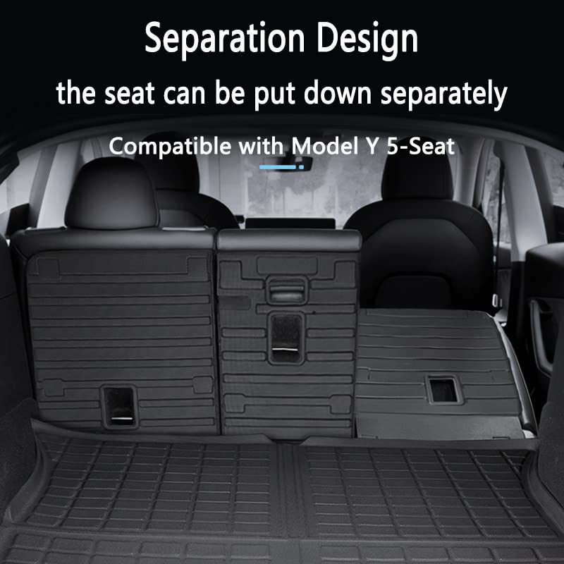Cargo Liners with Backrest Mats, 3D All Weather Tech Waterproof Rear Cargo Trunk Tray Floor Mat ＆ Second Row Seat Back Cover Accessories Compatible with 2020-2024 2025 Model Y 5-Seat（Not for Juniper） - size: Model Y cargo mat with backrest mat
