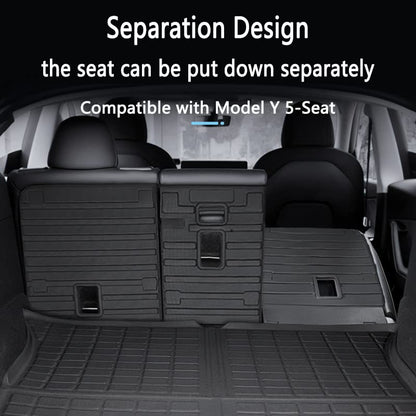 Cargo Liners with Backrest Mats Compatible with 2025 2026 New Model Y Juniper， 3D All Weather Tech Waterproof Rear Cargo Trunk Tray Floor Mat ＆ Second Row Seat Back Cover Accessories - size: New Model Y Juniper cargo mat with backrest mat