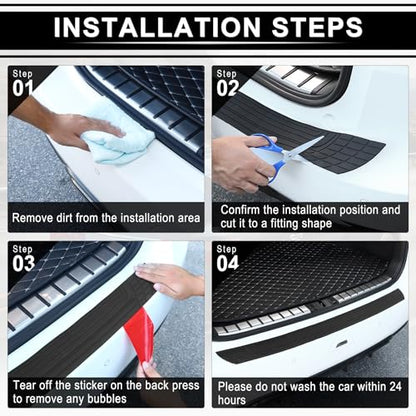 SINGARO Car Rear Bumper Protector, 42inch x3.4inch Car/SUV Universal Rubber Anti-Scratch Trunk Exterior Accessories - size: 42"x3.4"