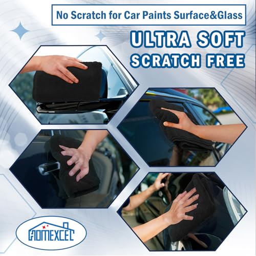 HOMEXCEL Professional Large Microfiber Car Drying Towels 2 Pack, Lint Free, Scratch Free, Highly Absorbent Drying Towel for Cars, SUVs, RVs, Trucks, and Boats,31" x 24", Black - color: Black