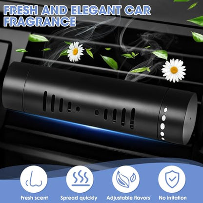 2 Pcs Car Air Essential Oil Diffuser Vent Clip with 12 Pcs Odorless Refill Sticks, Premium Aluminum Air Freshener Diffuser Suitable for Cars, Office, Kitchen (Black, 2 Pcs)