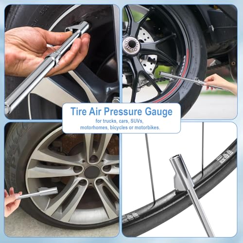 BFXM Truck Tire Pressure Gauge, Air Pressure Gauge for Tires 10-150PSI/ 1-10Bar, Dual Head Pencil Tires Pressure Gauges, Heavy Duty Tire Pressure Gauge for Truck, Cars, Pickups, RVs, Bicycles - color: SILVER 2 PCS