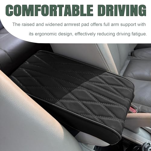 1 PCS Car Armrest Box Booster Pad, Leather 3D Texture Anti-Scratch Protective Cover, Memory Foam Leather Relieve Elbow Pressure Cushion, Universal for SUV, Truck, RV and More (Black) - color: Black