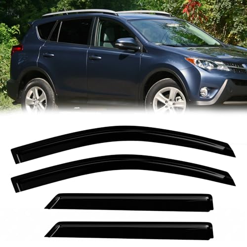 Window Rain Guards Compatible 06-12 Toyota RAV4 4PC Window Visors Vent Shade Deflector 2006 2007 2008 2009 2010 2011 2012 - size: 06-12 Toyota RAV4
