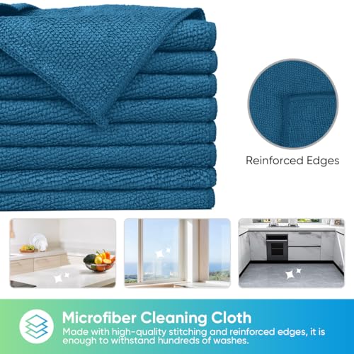 HOMEXCEL Navy Blue Microfiber Cleaning Cloth, 24 Pack Cleaning Towels for Kitchen, Lint Free, Scratch-Free, Highly Absorbent, and Reusable Cleaning Rags for House, Window, Cars, 11.5 X11.5 inch - color: Navy Blue
