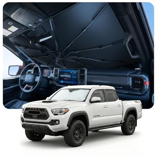 [2026 Upgraed] DooGooCoo Windshield Sun Shade Umbrella for Toyota Tacoma [100% Sunlight Blocked, Ice Crystal Cool] Sunshade for Car Windshield for Tacoma Sun Shade 2016-2026, Custom Fit for Tacoma. - size: For Toyota Tacoma 2016-2026