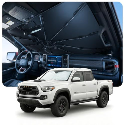 [2026 Upgraed] DooGooCoo Windshield Sun Shade Umbrella for Toyota Tacoma [100% Sunlight Blocked, Ice Crystal Cool] Sunshade for Car Windshield for Tacoma Sun Shade 2016-2026, Custom Fit for Tacoma. - size: For Toyota Tacoma 2016-2026