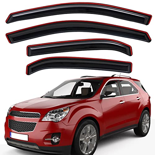 Lightronic Extra Durable Clip-on in-Channel Auto Vent Window Visor, Fits 2010-2017 Chevrolet Equinox, UV Protection Rain Guard, Original Wind Deflector, No-Drill Easy Install, Dark Smoke, 4-Pcs - size: In-Channel