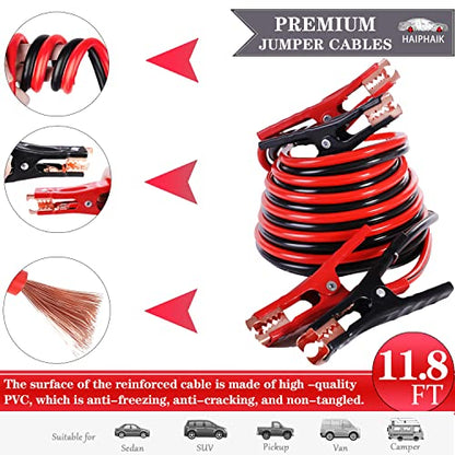 HAIPHAIK Car Emergency Kit,Emergency Roadside Kit for Car,Car Accessories for Women or Men,Car Safety Kit with Jumper Cables 11.8 FT,Tow Strap,Folding Survival Shovel,Roadside Emergency Kit - size: XXXL-014