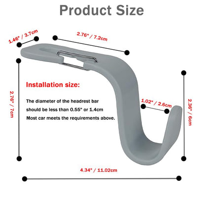 Car Seat Headrest Hooks, Car Organizer Hanger Storage Hooks for Handbags Purses Groceries Backpack Coat 4 Pack (Gray) - color: Gray