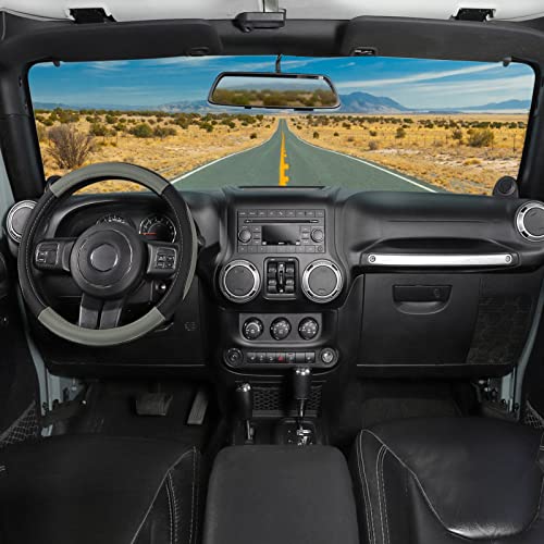 SEG Direct Car Steering Wheel Cover for F-150 Tundra Range Rover 15.5-16 inch, Black and Gray Microfiber Leather - color: Black and Gray, size: Large size[15 1/2''-16'']