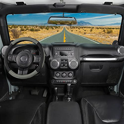SEG Direct Car Steering Wheel Cover for F-150 Tundra Range Rover 15.5-16 inch, Black and Gray Microfiber Leather - color: Black and Gray, size: Large size[15 1/2''-16'']