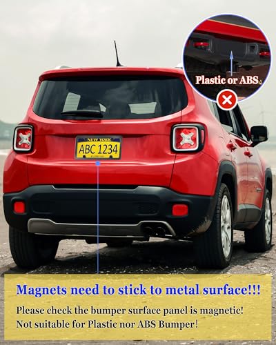 BGGTMO Magnetic License Plate Holder, 4 Pack Strong Neodymium Magnet Mount with Rubber Coating, with Black Aluminum Frame Screws for Metal Car Bumper, for Dealer No Drill Temporary Plate