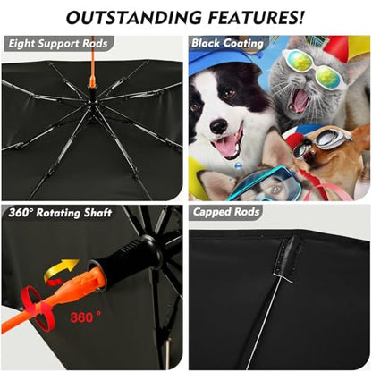 Car Windshield Sun Shade Umbrella Beach Dogs Car Foldable Umbrella Sunshade for Front Window Car Accessories Car Windshield Foldable Umbrella Blocks Uv Rays - color: Beach Dogs