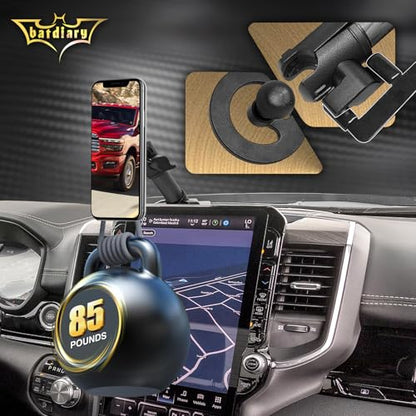 Ram 1500 Magnetic Phone Mount Compatible with 2019-2026 2021 2022 2023 2024 2025 Dodge Ram 1500 2500 3500 TRX Accessories Carbon Fiber Metal Cell Phone Holder Dash Mount No-Drill installation