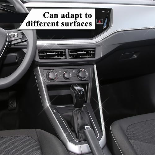 Bling Car Trim Self Adhesive Strip, 16.4Ft Crystal Rhinestone Vehicle Dashboard Line Molding Stickers, Universal Diamond Auto Interior Exterior Decor Accessories for Women Girls (White)