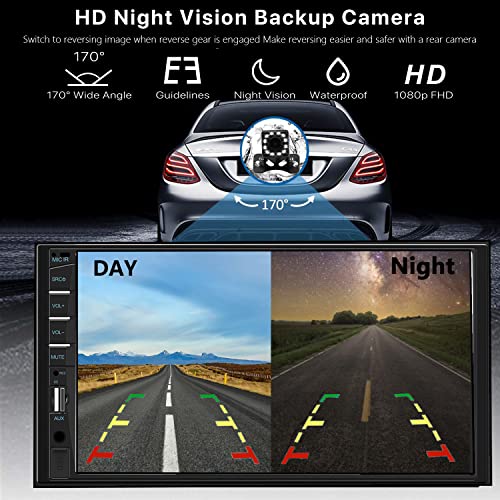 Naifay Double Din Car Stereo Compatible with Apple Carplay and Android Auto, 7 inch HD Touchscreen Car Radio Car Audio Receivers, Bluetooth, Backup Camera, Mirror Link, USB/AUX/TF/Subwoofer, FM Radio - color: with CarPlay & Android Auto