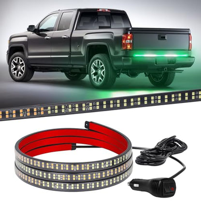 XRIDONSEN 60 inch Truck Tailgate Green White Emergency Lights Strip 360 LED Rear Window Strobe Lights Firefighter POV Light Flashing Warning Hazard Safety First Responder Lights for Vehicles Pickup - color: Green/White