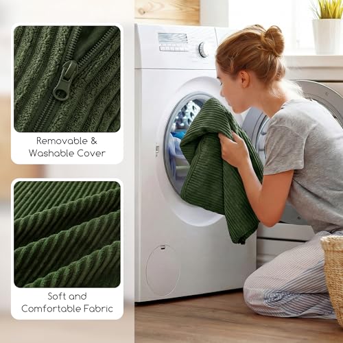HIGOGOGO Washable Travel Pillow, Car Pillow for Kids & Adults, Travel Pillows with Removable Soft Cover and High-Support Foam, Fix Neck and Body Sitting/Sleeping on The Trip, Dark Green - color: U-dark Green