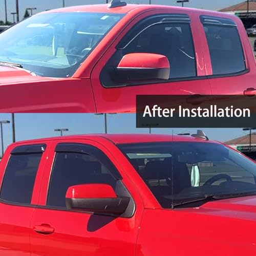 Window Visors Rain Guards Side Wind Deflectors for Chevy Silverado/GMC Sierra 1500 2500HD 3500HD Double/Extended Cab 2014-2018, Vent Guard Shade Sun 94528 - size: For Silverado 14-18 Extended Cab