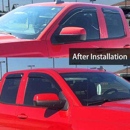 Window Visors Rain Guards Side Wind Deflectors for Chevy Silverado/GMC Sierra 1500 2500HD 3500HD Double/Extended Cab 2014-2018, Vent Guard Shade Sun 94528 - size: For Silverado 14-18 Extended Cab