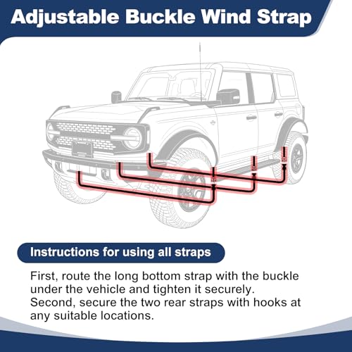 QUNSUNUS Bronco Cover 4 Door Cab Cover All Years,Waterproof Bronco Cab Cover with Cotton Liner, All Weather Half Car Rain Cover with Adjustable Straps and Zipper for Wind, Sun, UV and Dust Protection - size: for Bronco 4 Door Cab Cover