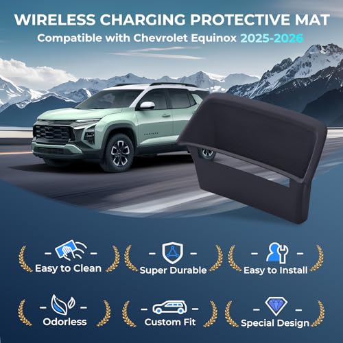 Wireless Charging Protective Mat for Chevrolet Equinox 2026 2025, Interior Accessories Center Console Anti-Slip Wireless Charger Cover Pad Protector for 2025-2026 Equinox, Black - style: Fits for Chevrolet Equinox 2024-2026