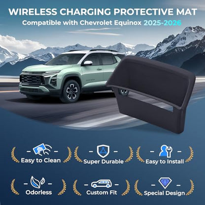 Wireless Charging Protective Mat for Chevrolet Equinox 2026 2025, Interior Accessories Center Console Anti-Slip Wireless Charger Cover Pad Protector for 2025-2026 Equinox, Black - style: Fits for Chevrolet Equinox 2024-2026