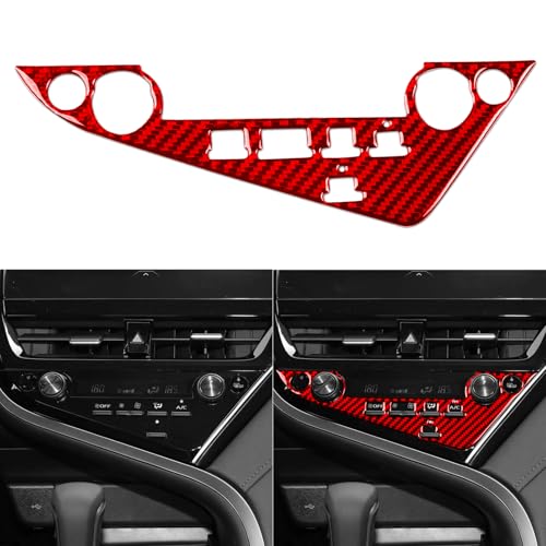 Carbon Fiber Compatible with Toyota Camry 2018 2019 2020 2021 2022 2023 2024 Accessories Car Dashboard A/C Control Knob Trim Panel Interior Sticker Red -A - color: Ac Control Buttons -a
