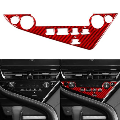 Carbon Fiber Compatible with Toyota Camry 2018 2019 2020 2021 2022 2023 2024 Accessories Car Dashboard A/C Control Knob Trim Panel Interior Sticker Red -A - color: Ac Control Buttons -a