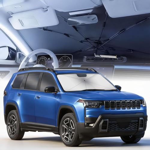 Upgraded 2026 Windshield Sun Shade Umbrella, UPF50+ Nano Crystal UV Protection, Foldable Umbrella Sunshade for Car Windshield, Durable Sun Visor for Car Windshield(Medium-59×31") - size: Medium