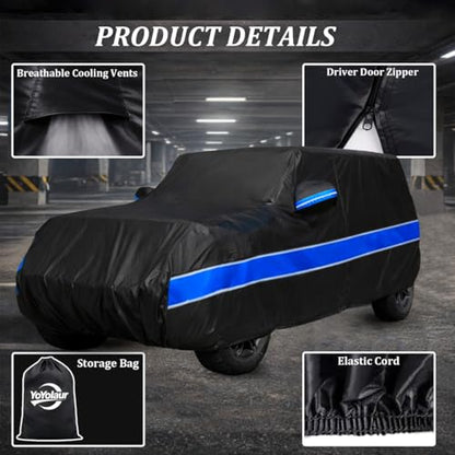 10-Layer Car Cover Compatible with Jeep Wrangler Cover Waterproof 2 Door All Weather,Sun Rain UV Dust Snow Protection,Full Exterior Car Cover with Door Zipper and Cotton Lining,Fit for CJ YJ TJ JK JL - size: Custom Fit for Jeep Wrangler 2 Door
