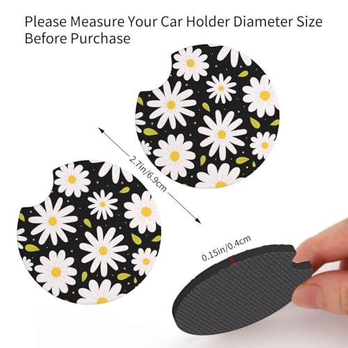 Beautiful Daisy Steering Wheel Cover Cute Daisy Steering Wheel Cover Floral Breathable Universal for 15 Inch Anti-Slip Car with 2 Pieces Car Coasters Suitable for Men Women Daisys - color: Beautiful Daisy