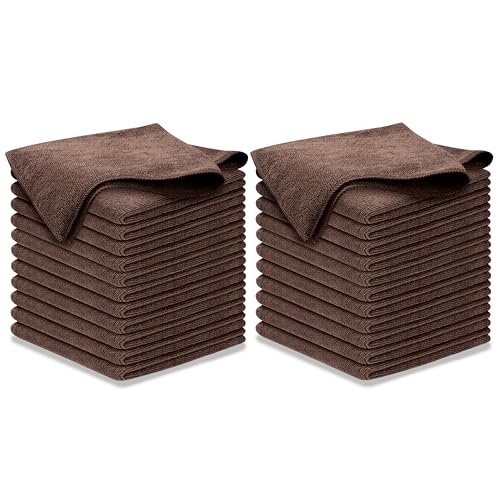 USANOOKS Premium 300GSM Microfiber Cleaning Cloth - 12.5"x12.5" High Performance - 1200 Washes, Ultra Absorbent Microfiber Towels for Cars Undercarriage, Rims & Engine Bay Cleaning - Microfiber Cloth - color: Brown, size: 24 pack