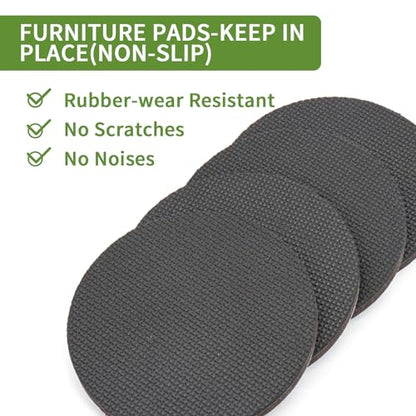 Non Slip Furniture Pads 8 PCS 4'' Round - Anti Slip Furniture Pads - Self Adhesive Rubber Feet Furniture Feet - Chair Leg Floor Protectors - Keep Furniture in Place - size: Round 4 inch 8PACK