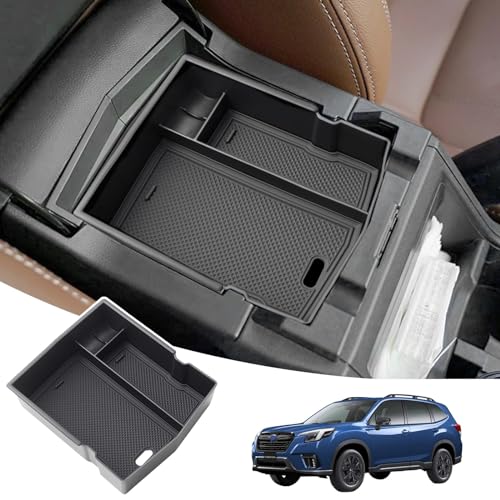 JKCOVER Upgraded Design Center Console Organizer Tray Compatible with Subaru Forester 2024 2023 2022 2021 2020 2019 Interior Armrest Insert Storage Box Easy Removal Accessories - color: Black