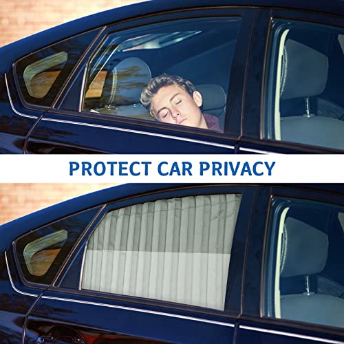 ZATOOTO Car Side Window Sun Shade - 2 Pcs Grey Magnetic Privacy Sunshades - Curtain Keeps Cooler Screen for Baby Sleeping - color: Silver Faux Silk Louvered–Rear 2PCS