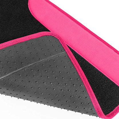 BDK Hot Pink Carpet - Two-Tone Faux Leather Automotive Floor Mats, Included Anti-Slip Features and Built-in Heel Pad, Stylish Floor Mats for Cars Truck Van SUV - color: Hot Pink