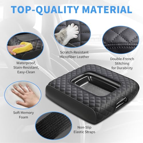 Center Console Cover Compatible with Silverado/Sierra 2014-2018 with 40/20/40 Jump Seat, Premium Leather Armrest Cover Pad, Car Middle Console Cover (ONLY for Split Bench Seat Console) - size: 2014-2018 Silverado/Sierra (Bench Seat Console)