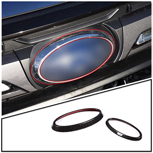 Car Front Rear Logo Decoration Cover Ring Trim, Compatible for Subaru Forester 2023 2024 2025, Hood Emblem Ring Accessories, Made of ABS Carbon Fiber Pattern - color: Carbon Fiber Pattern